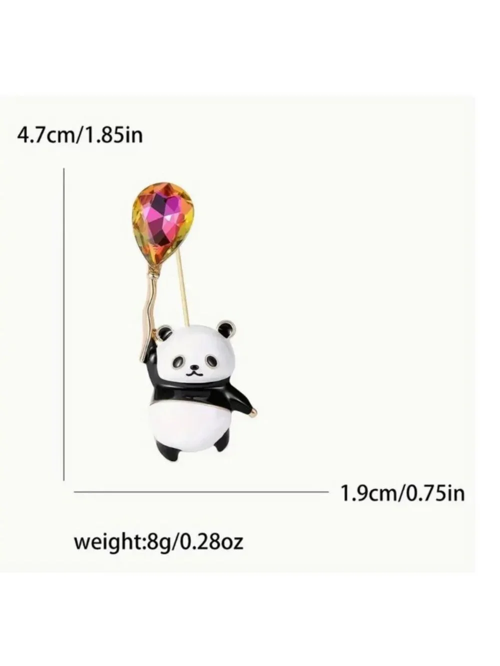 Enamel Panda Brooch with Pink Balloon Gold Tone